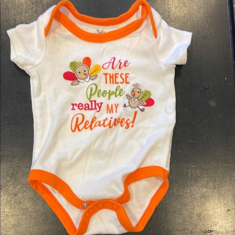 Baby Essentials White and Orange Bodysuit with Playful Design